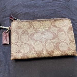 Coach double zip wristlet